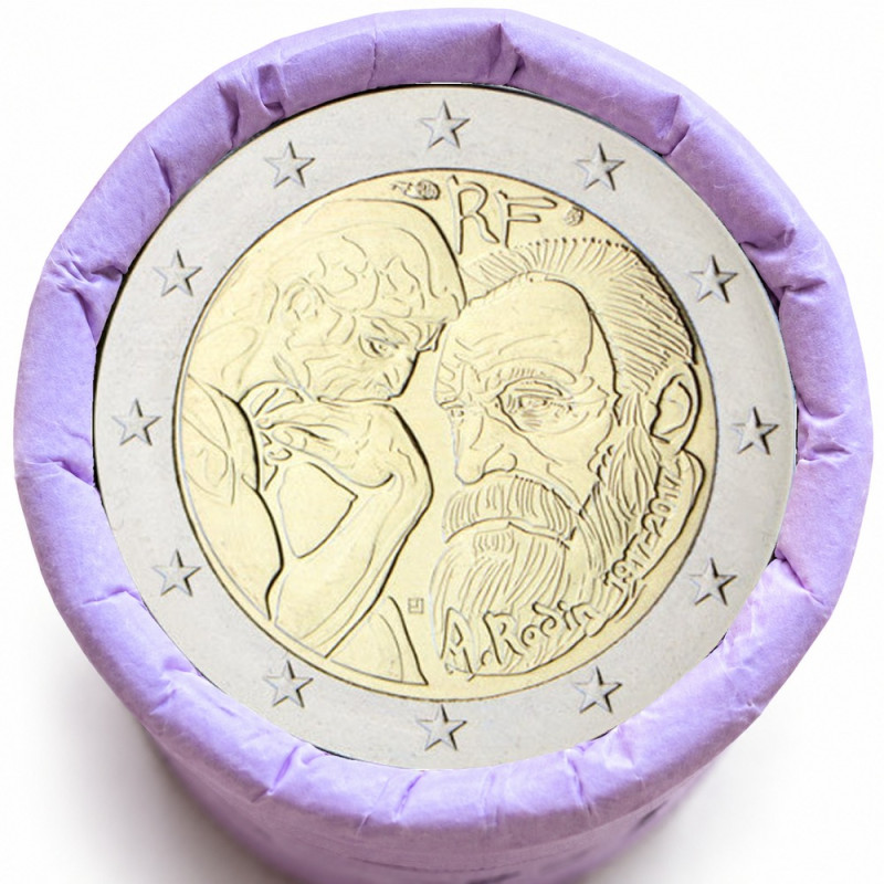 Rouleau de 25 pièces de 2 euros commémoratives – France 2017 – Rodin – recto