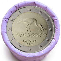 Rouleau de 25 pièces de 2 euros commémoratives – Lettonie 2015 – Cigogne – recto
