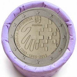 Rouleau de 25 pièces de 2 euros commémoratives – Portugal 2015 – Croix rouge – recto