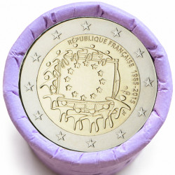 Rouleau de 25 pièces de 2 euros commémoratives – France 2015 – 30 ans du drapeau européen – recto