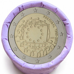 Rouleau de 25 pièces de 2 euros commémoratives – Portugal 2015 – 30 ans du drapeau européen – recto