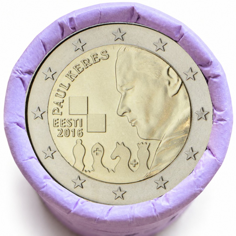 Rouleau de 25 pièces de 2 euros commémoratives – Estonie 2016 – Paul KERES – recto