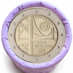 Rouleau de 25 pièces de 2 euros commémoratives – Portugal 2016 – Pont – recto