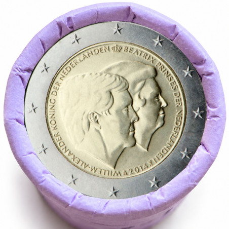 Rouleau de 25 pièces de 2 euros commémoratives – Pays-Bas 2014 – Double portrait – recto