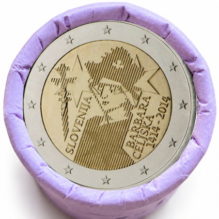Rouleau de 25 pièces de 2 euros commémoratives – Slovénie 2014 – Celjska – recto