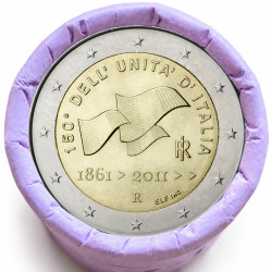 Rouleau de 25 pièces de 2 euros commémoratives – Italie 2011 – recto