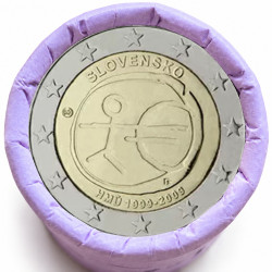 Rouleau de 25 pièces de 2 euros commémoratives – Slovaquie 2009 – 10 ans de la zone euro – recto