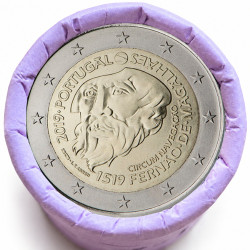 Rouleau de 25 pièces de 2 euros commémoratives – Portugal 2019 – Magellan – recto
