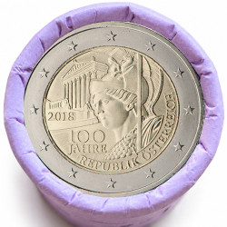 Rouleau de 25 pièces de 2 euros commémoratives – Autriche 2018 – 100 ans – recto