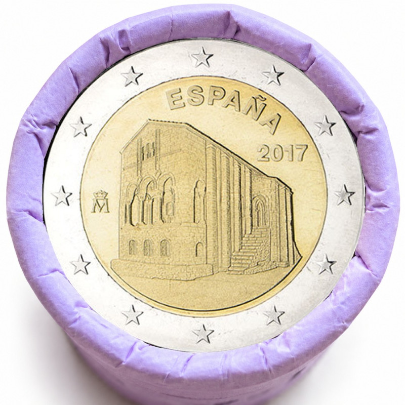 Rouleau de 25 pièces de 2 euros commémoratives – Espagne 2017 – Eglise – recto