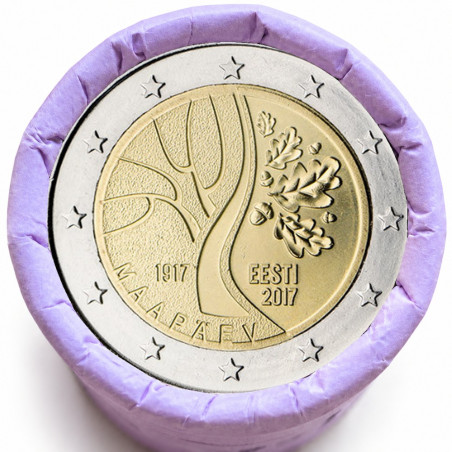 Rouleau de 25 pièces de 2 euros commémoratives – Estonie 2017 – Indépendance – recto