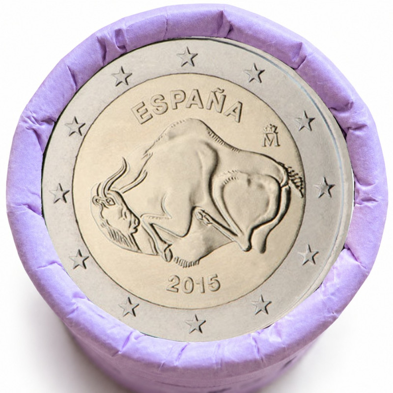 Rouleau de 25 pièces de 2 euros commémoratives – Espagne 2015 – Altamira – recto