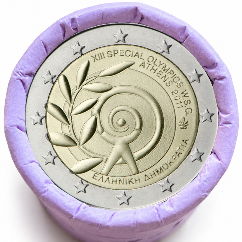 Rouleau de 25 pièces de 2 euros commémoratives – Grèce 2011 – recto