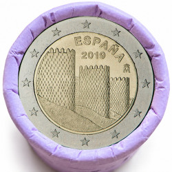 Rouleau de 25 pièces de 2 euros commémoratives – Espagne 2019 – Avila – recto