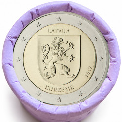 Rouleau de 25 pièces de 2 euros commémoratives – Lettonie 2017 – Kurzeme – recto