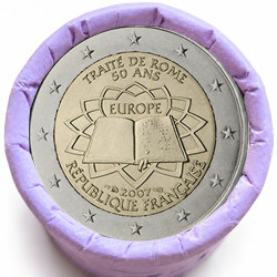 Rouleau de 25 pièces de 2 euros commémoratives – France 2007 – Traité de Rome – recto