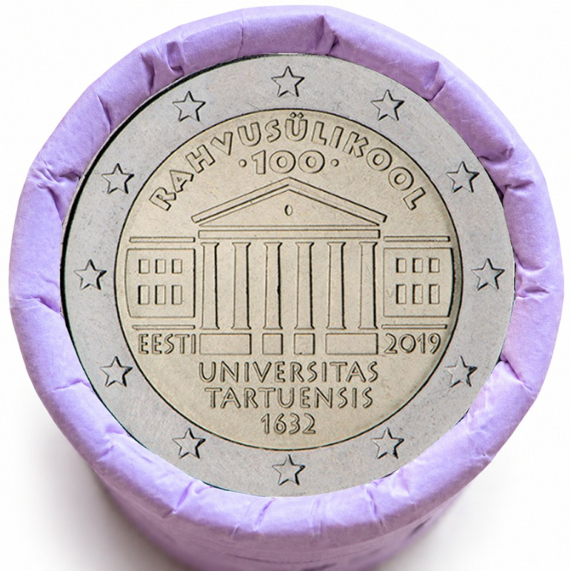 Rouleau de 25 pièces de 2 euros commémoratives – Estonie 2019 – Tartu – recto