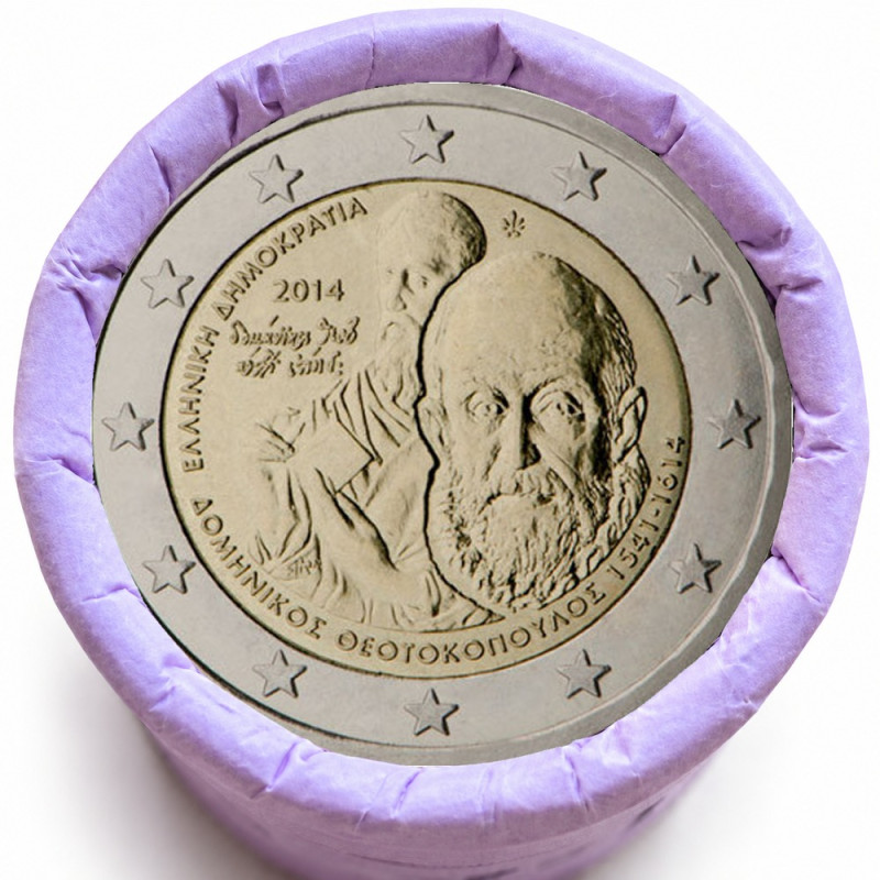 Rouleau de 25 pièces de 2 euros commémoratives – Grèce 2014 – El Greco – recto
