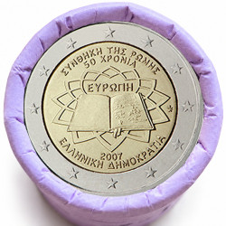 Rouleau de 25 pièces de 2 euros commémoratives – Grèce 2007 – Traité de Rome – recto