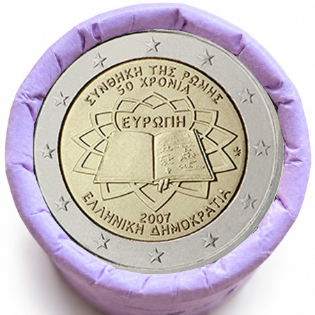 Rouleau de 25 pièces de 2 euros commémoratives – Grèce 2007 – Traité de Rome – recto