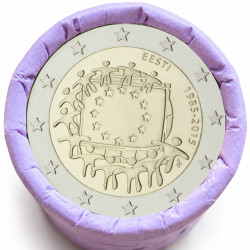 Rouleau de 25 pièces de 2 euros commémoratives – Estonie 2015 – 30 ans du drapeau européen – recto