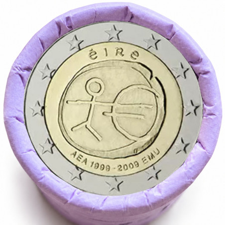 Rouleau de 25 pièces de 2 euros commémoratives – Irlande 2009 – 10 ans de la zone euro – recto