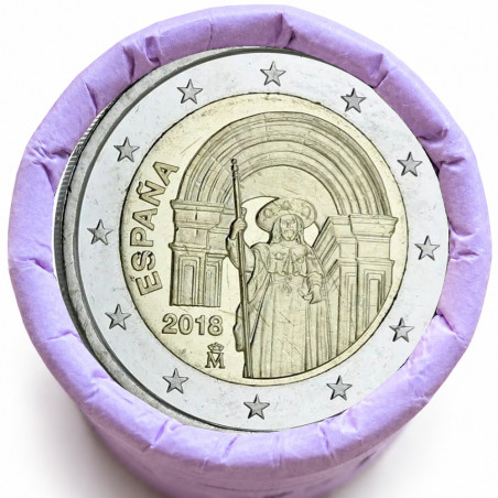 Rouleau de 25 pièces de 2 euros commémoratives – Espagne 2018 – Saint Jacques de Compostelle – recto