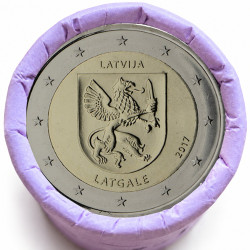 Rouleau de 25 pièces de 2 euros commémoratives – Lettonie 2017 – Latgale – recto