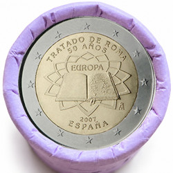 Rouleau de 25 pièces de 2 euros commémoratives – Espagne 2007 – Traité de Rome – recto