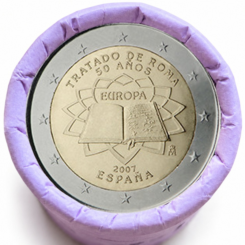 Rouleau de 25 pièces de 2 euros commémoratives – Espagne 2007 – Traité de Rome – recto