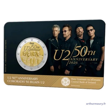 Irlande 2026 - 2 euro commémorative BU - U2 50ans du groupe - avers