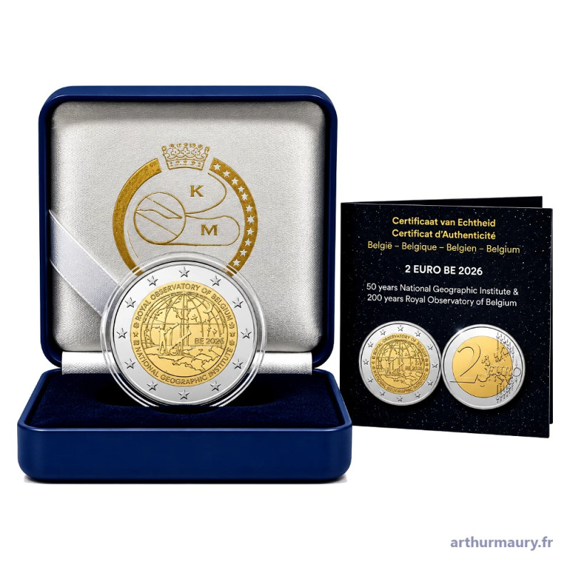 Belgique 2026 - 2 euro commémorative BE - Institut Géographique National et 200 ans - revers