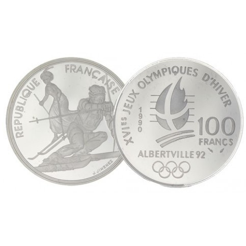 100 Francs Argent Albertville 1992 - Slalom Moderne