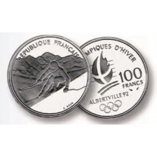 100 Francs Argent Albertville 1992 - Ski Alpin