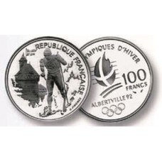 100 Francs Argent Albertville 1992 - Ski de Fond
