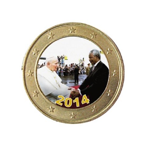 Nelson Mandela et Jean Paul II 2014 - 1 euro domé couleur