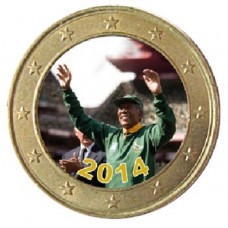 Nelson Mandela 2014 coupe du Monde - 1 euro domé couleur