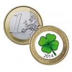 Trèfle 4 feuilles 2014 - 1 euro domé en couleur